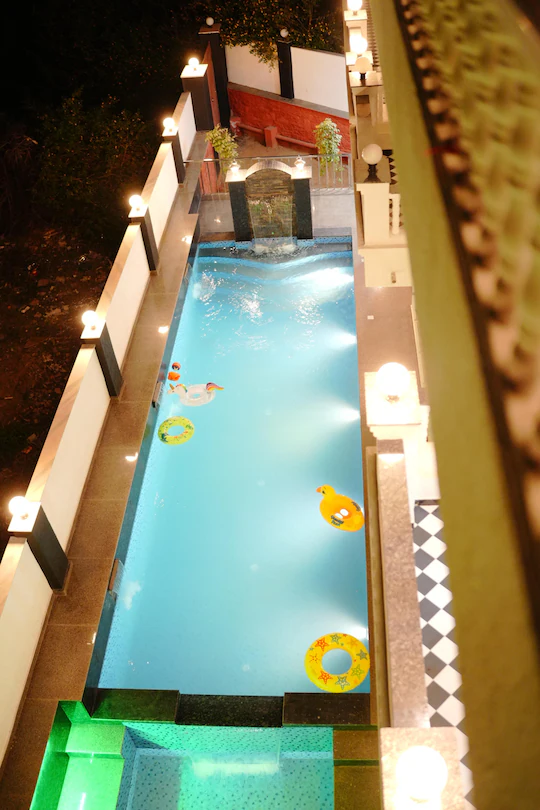 Private pool at night